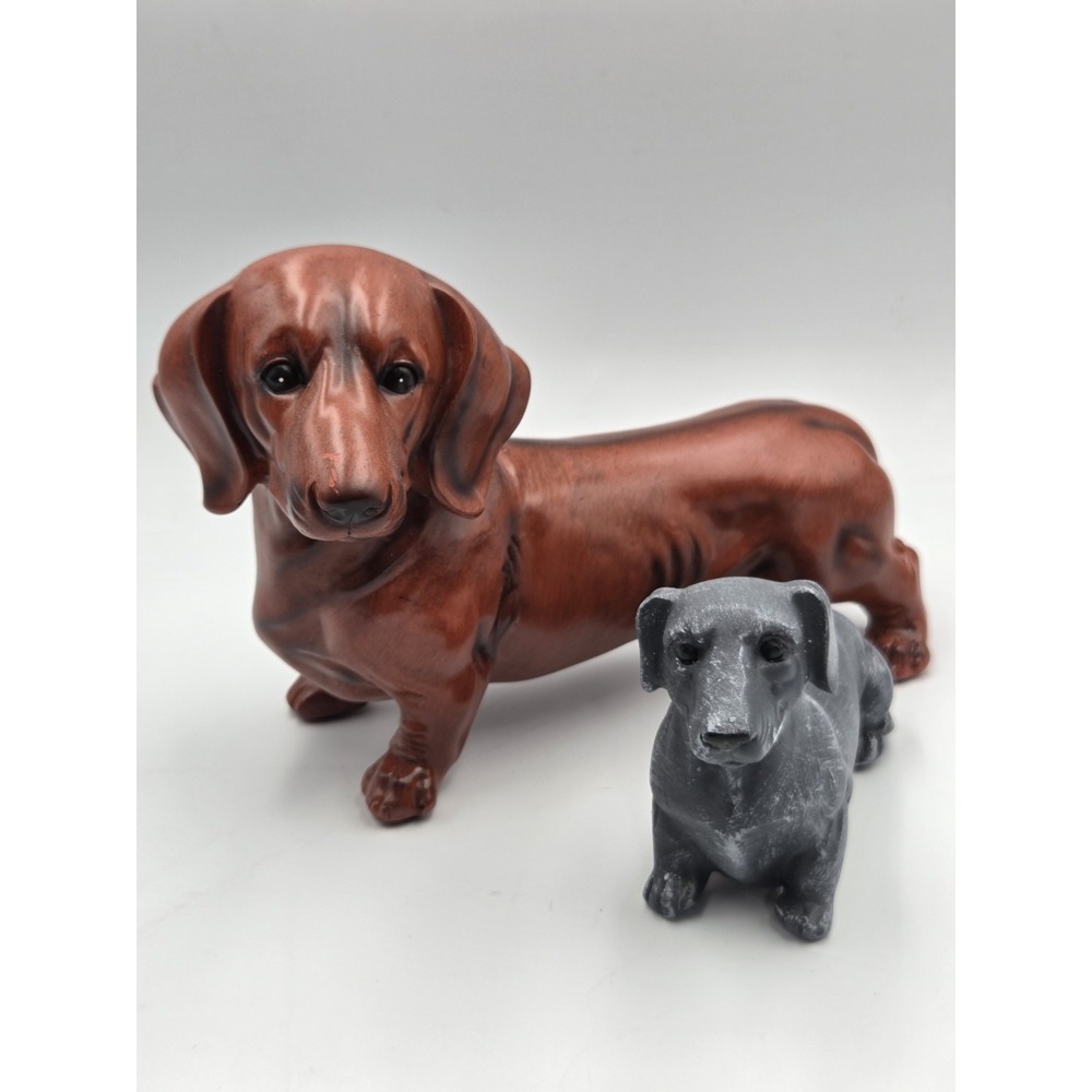 Dachshund Dog Figurines Set of 2 Brown and Grey Pair Resin